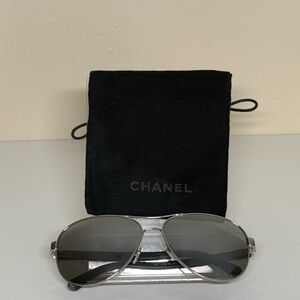 Chanel Silver Aviator Sunglasses